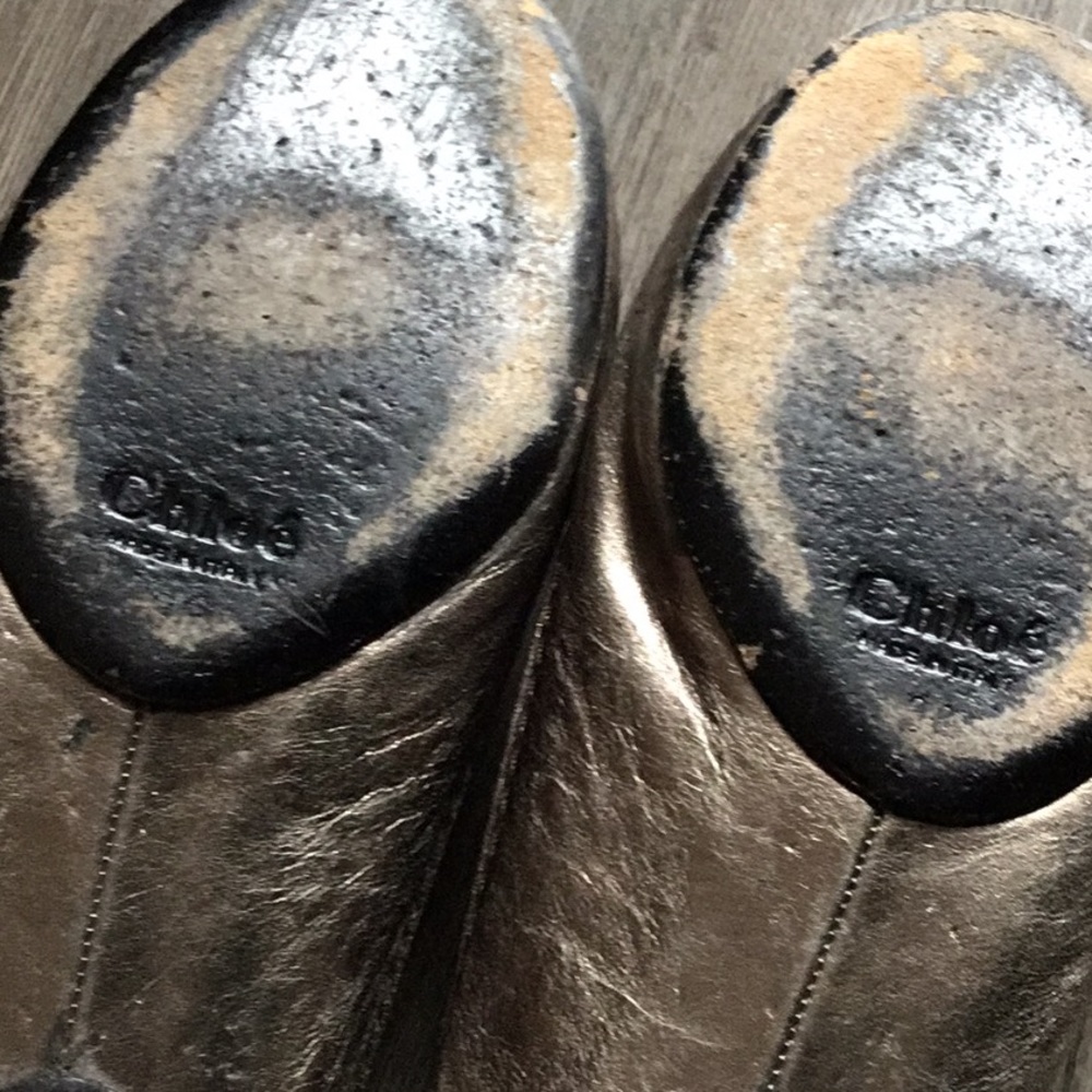 CHLOE  bronze gold leather ballet flats - Picture 4 of 5